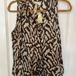 Adiva Brown and Cream Patterned Blouse